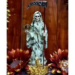 La Santa Muerte Dinero 9" Death Money Print statue grim reaper On Money Stand